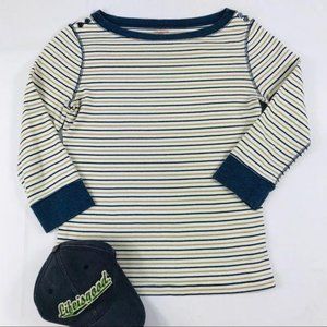 Jones New York Sports Top Cotton Blue White Tan